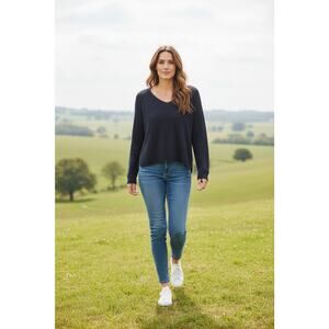 University Club Tunic Sweater Womens Medium Blue Open Knit Semi Sheer Beachy